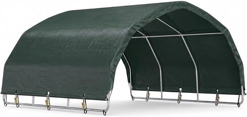 YOLENY 10'x10' Corral Shelter, Heavy Duty Round Style Canopy, Waterproof and UV Treated Universal Cover, Easy Assembly Stable and Agricultural Storage and Shade Shed Kit for Livestock,Gray in Kuwait