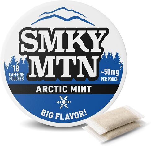 Smokey Mountain Caffeinated Pouches - Arctic Mint - Tobacco Free and Nicotine Free - 1 Can - 15 Pouches Per Can in Saudi Arabia