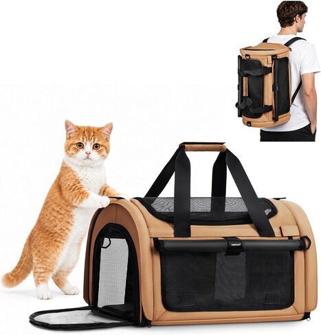 Backpackable Cat Carrier 17"x11"x11", Soft-Sided Collapsible Pet Carrier in Saudi Arabia