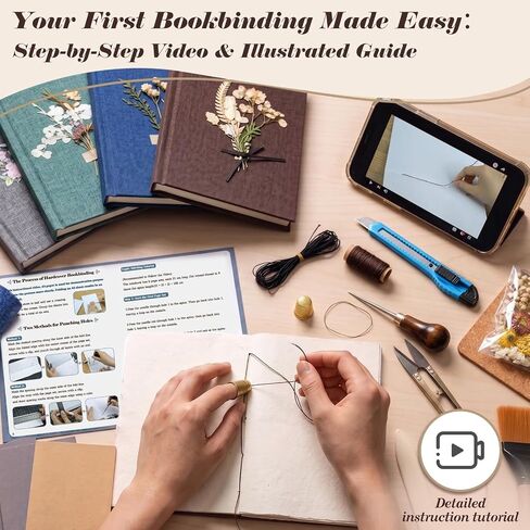 Ecoofor Bookbinding Kit for Beginners, 167 PCS 4 Pack Book Making Kit with A5 Paper, Book Cloth, Awl & Tools, Pressed Flowers & Heat Transfer Film, Gift-Ready Box with Video Tutorials in Saudi Arabia