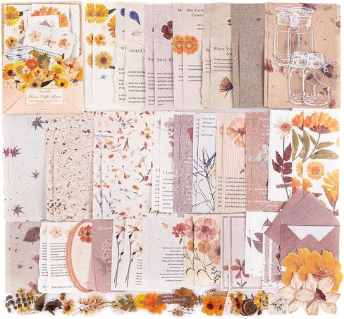 RISYPISY 100Pcs Floral Junk Journal Supplies Kit for Scrapbooking in Kuwait