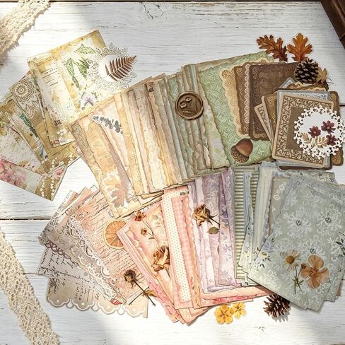 315 Sheets Vintage Scrapbook Supplies Paper Pack with Floral PET Stickers in Kuwait