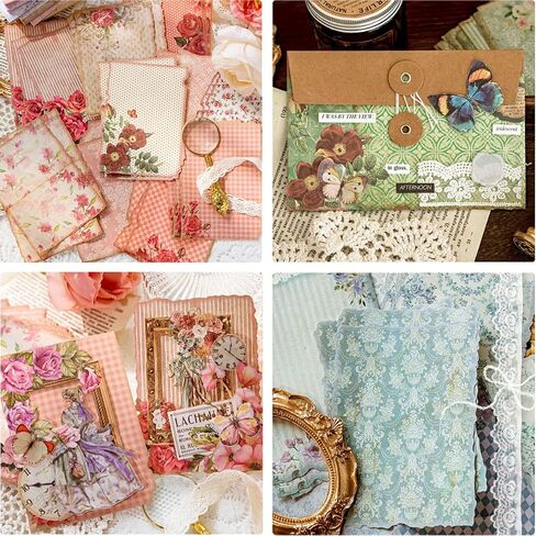 315 Sheets Vintage Scrapbook Supplies Paper Pack with Floral PET Stickers in Kuwait