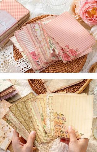 315 Sheets Vintage Scrapbook Supplies Paper Pack with Floral PET Stickers in Kuwait