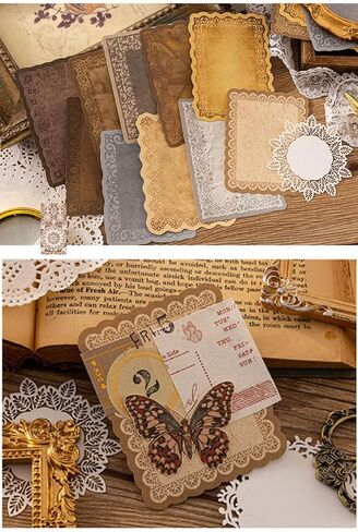 315 Sheets Vintage Scrapbook Supplies Paper Pack with Floral PET Stickers in Kuwait