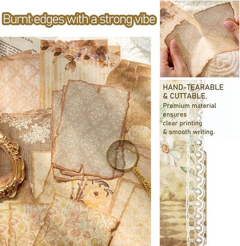 315 Sheets Vintage Scrapbook Supplies Paper Pack with Floral PET Stickers in Kuwait