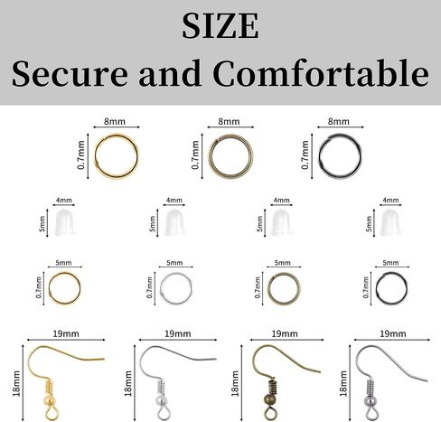 Nkwuire 4 Colors Earring Hooks, 890 Pcs Earring Making Supplies Kit with Ear Wires Hooks, Open Jump Rings and Earring Backs for Jewelry Making Findings in Saudi Arabia