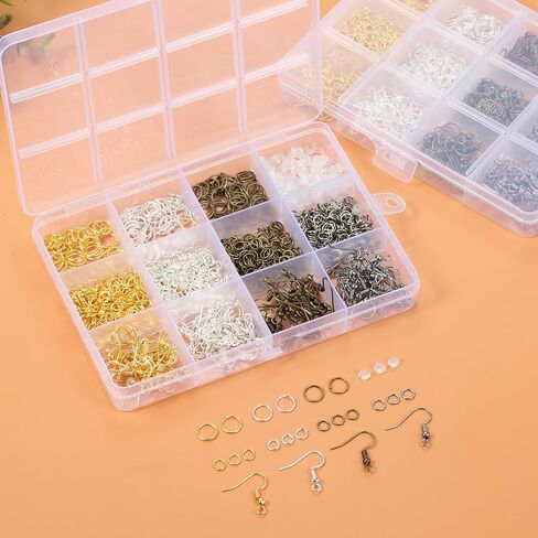 Nkwuire 4 Colors Earring Hooks, 890 Pcs Earring Making Supplies Kit with Ear Wires Hooks, Open Jump Rings and Earring Backs for Jewelry Making Findings in Saudi Arabia