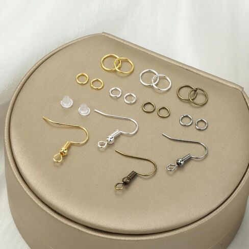 Nkwuire 4 Colors Earring Hooks, 890 Pcs Earring Making Supplies Kit with Ear Wires Hooks, Open Jump Rings and Earring Backs for Jewelry Making Findings in Saudi Arabia