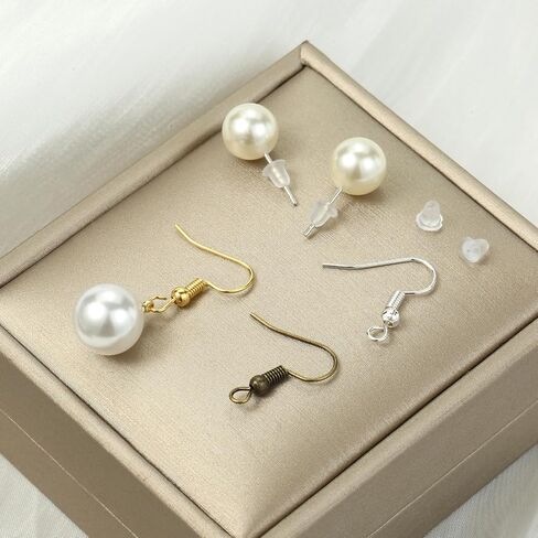 Nkwuire 4 Colors Earring Hooks, 890 Pcs Earring Making Supplies Kit with Ear Wires Hooks, Open Jump Rings and Earring Backs for Jewelry Making Findings in Saudi Arabia