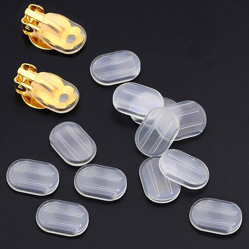 30Pcs Earring Pads, Silicone Clip-on Earring Backs, for Comfort Clip-On Earrings Clip Earring Pads Cushions Clip Ons(Clear,12x15mm) in Saudi Arabia