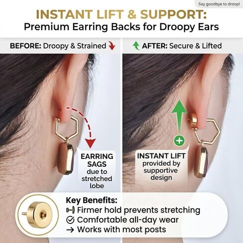 Earring Backs for Droopy Ears,DCRSLB Cycle Shape Earring Backs for Heavy Earrings Locking Lifter Backings for Studs,Mixed Color in Kuwait