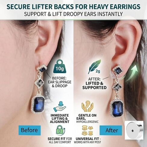 Earring Backs for Droopy Ears,DCRSLB Cycle Shape Earring Backs for Heavy Earrings Locking Lifter Backings for Studs,Mixed Color in Kuwait