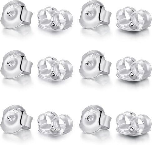 14K White Gold Plated Silver Earring Backs Replacements - Hypoallergenic Earring Backs for Studs, Secure Ear Locking for Stud Earrings Ear Nut for Posts, 12Pcs/6 Pair in Kuwait