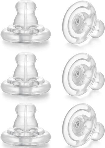 Silicone Earring Backs, 6pcs 18K Gold Silicone Earring Backs Replacements, Locking Earring Backs for Studs/Droopy Heavy Earring, Hypoallergenic Soft Clear Earring Backs for Adults&Kids Gold in Kuwait