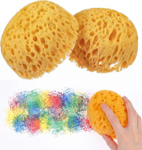 2 Pcs Sponge for Painting, Knockdown Texture Sponge Large Size, Multipurpose Art Sponges for DIY Art, Acrylic Watercolor, Pottery & Home Decoration(Yellow) in Kuwait
