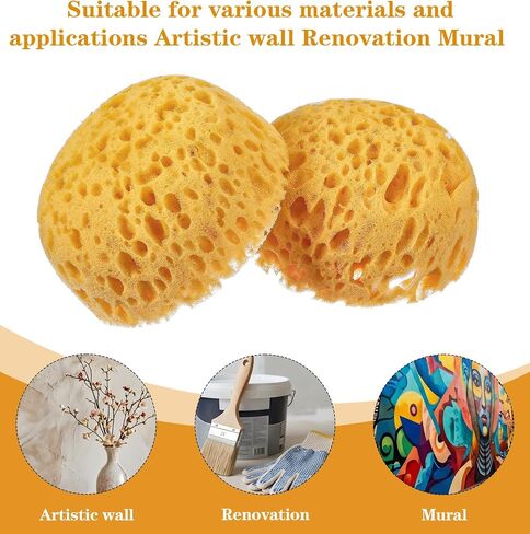 2 Pcs Sponge for Painting, Knockdown Texture Sponge Large Size, Multipurpose Art Sponges for DIY Art, Acrylic Watercolor, Pottery & Home Decoration(Yellow) in Kuwait