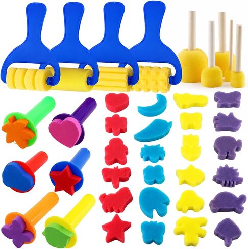 39pcs Paint Sponge Brushes Set, Bulk Assorted Shapes in Saudi Arabia