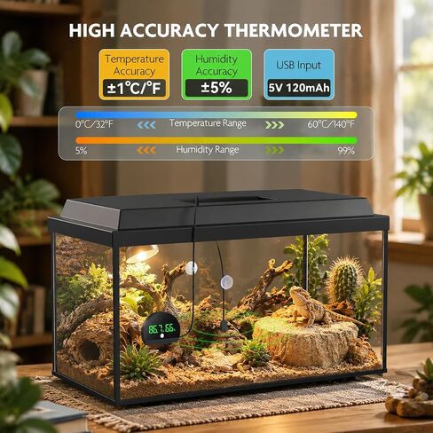 PAIZOO LED Rechargeable Reptile Thermometer Hygrometer Always-on Display in Kuwait