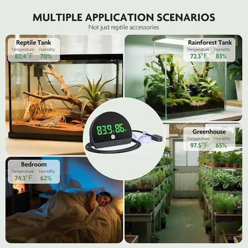 PAIZOO LED Rechargeable Reptile Thermometer Hygrometer Always-on Display in Kuwait
