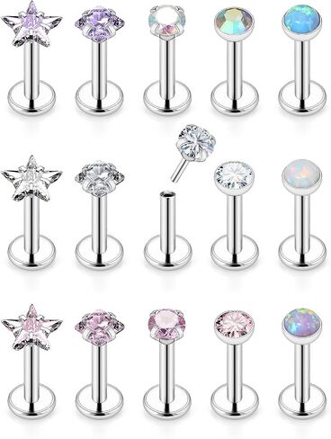 Lcolyoli دفع بدون خيوط في ميدوسا ثقب المجوهرات Labret Jewelry حلقات الشفاه الجراحية الصلب الزنمة مجوهرات إلى الأمام اللولب ثقب المجوهرات أقراط مسطحة الظهر للنساء الغضروف القرط 16 جرام 18 جرام 20 جرام in Kuwait