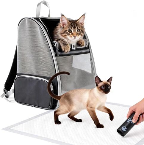 Cat Carrier Soft Sided Pet Carrier Backpack Airline Approved cat Bag for Cats & Dogs - Collapsible, 270° Breathable Design with 1 Pet Poop Bag+ 5 Leak-Proof Pee Pads, Ideal for Small/Medium Pets in Kuwait