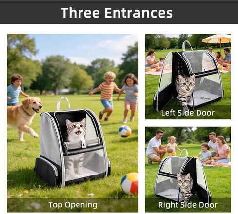 Cat Carrier Soft Sided Pet Carrier Backpack Airline Approved cat Bag for Cats & Dogs - Collapsible, 270° Breathable Design with 1 Pet Poop Bag+ 5 Leak-Proof Pee Pads, Ideal for Small/Medium Pets in Kuwait