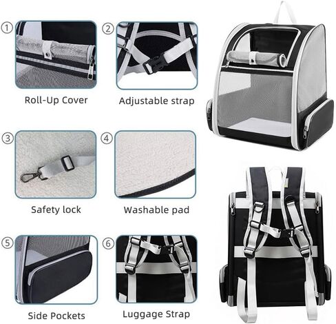 Cat Carrier Soft Sided Pet Carrier Backpack Airline Approved cat Bag for Cats & Dogs - Collapsible, 270° Breathable Design with 1 Pet Poop Bag+ 5 Leak-Proof Pee Pads, Ideal for Small/Medium Pets in Kuwait