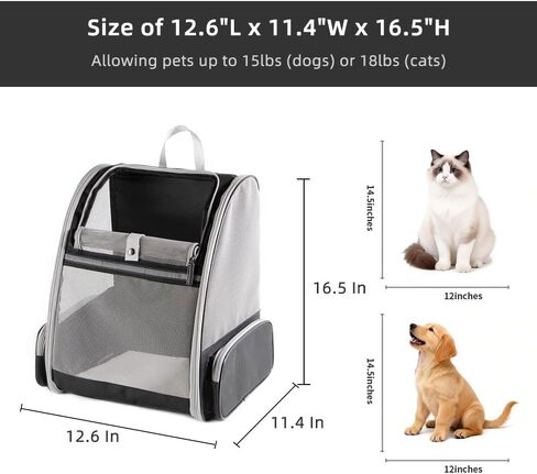 Cat Carrier Soft Sided Pet Carrier Backpack Airline Approved cat Bag for Cats & Dogs - Collapsible, 270° Breathable Design with 1 Pet Poop Bag+ 5 Leak-Proof Pee Pads, Ideal for Small/Medium Pets in Kuwait