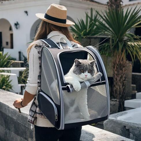 Cat Carrier Soft Sided Pet Carrier Backpack Airline Approved cat Bag for Cats & Dogs - Collapsible, 270° Breathable Design with 1 Pet Poop Bag+ 5 Leak-Proof Pee Pads, Ideal for Small/Medium Pets in Kuwait