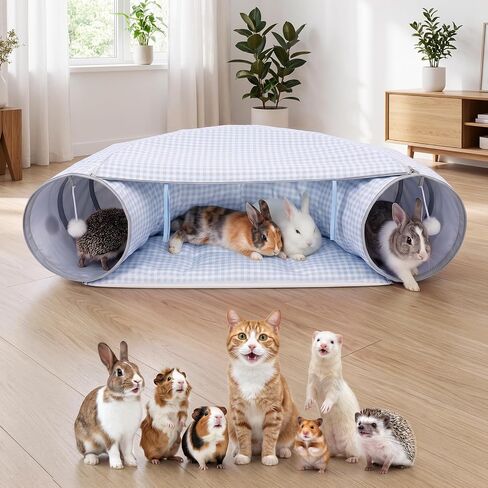 Bunny Tunnel Bed, 2-in-1 Collapsible Rabbit Guinea Pig Hideout, Pink in Saudi Arabia