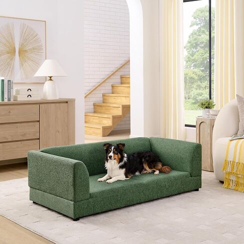 56.5" Linen Upholstered Pet Sofa with Armrests and Backrest for Medium in Kuwait