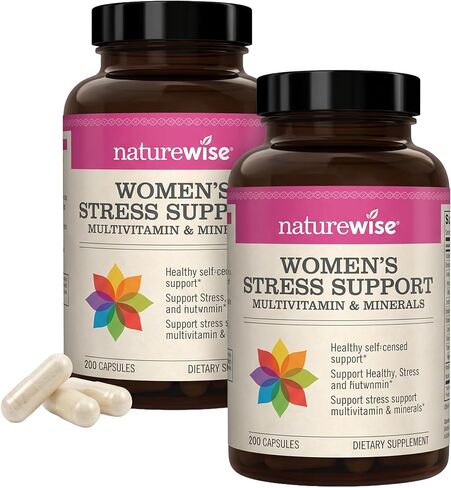 NatureWise Women’s Stress Support Multivitamin & Minerals Whole Food Complex with Sensoril Ashwagandha, Probiotics for Energy, Focus, Mood Balance (Packaging May Vary) (1 Month Supply – 60 Capsule) in Kuwait