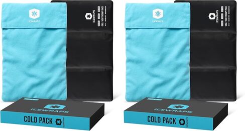 عبوة ثلج كبيرة جدًا مقاس 30.48 سم × 53.34 سم من ICEWRAPS مع غطاء من القماش الناعم | علبة ثلج من الطين للعلاج الطبيعي | عبوات ثلج ناعمة للإصابات قابلة لإعادة الاستخدام باللون الأزرق in Kuwait