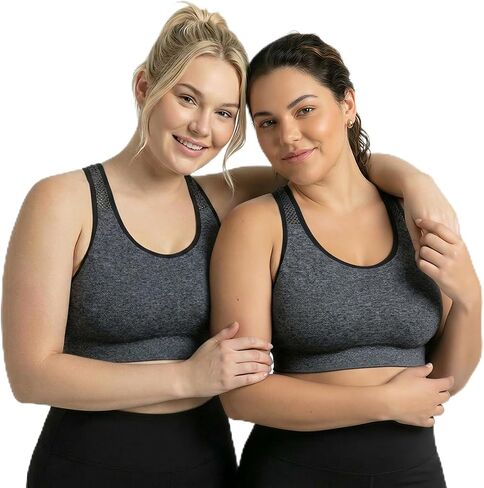 Under Control Plus Size Sports Bras for Women High Support Large Bust Racerback Padded White/Black Sport Bra Yoga Workout Bra in Kuwait