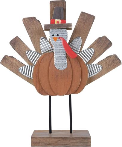 Zcaukya Thanksgiving Turkey Decoration, Wooden Indoor Standing Tabletop Turkey Decor for Home Office Bedroom Kitchen Thanksgiving Harvest Day Decorations in Kuwait