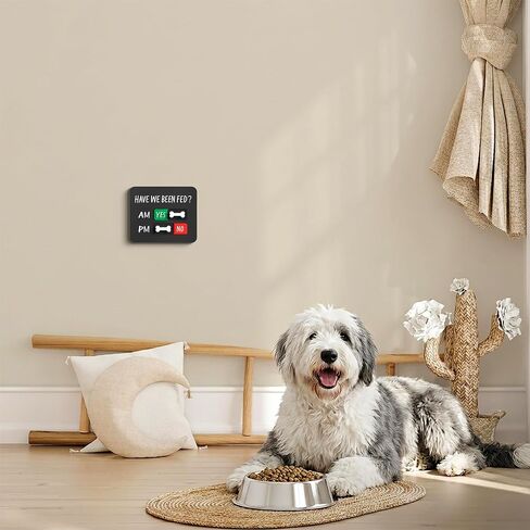 Dog Fed Sign with Magnet, AM/PM Dog Feeding Reminder Sign with 3D Bone Sliders, Daily Pet Feeding Schedule Chart Tracker, Premium Acrylic Have We Been Fed Sign to Prevent Overfeeding, 4.7"x3.9" in Kuwait