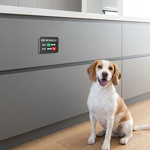 Dog Fed Sign with Magnet, AM/PM Dog Feeding Reminder Sign with 3D Bone Sliders, Daily Pet Feeding Schedule Chart Tracker, Premium Acrylic Have We Been Fed Sign to Prevent Overfeeding, 4.7"x3.9" in Kuwait