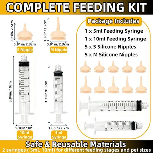 Silicone Pet Feeding Nipple and Syringes for Newborn Animals in Kuwait