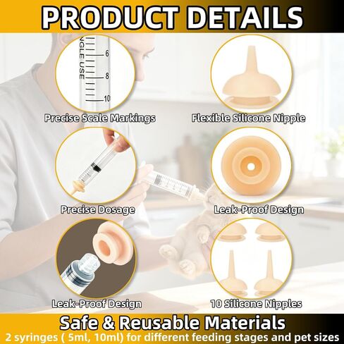 Silicone Pet Feeding Nipple and Syringes for Newborn Animals in Kuwait