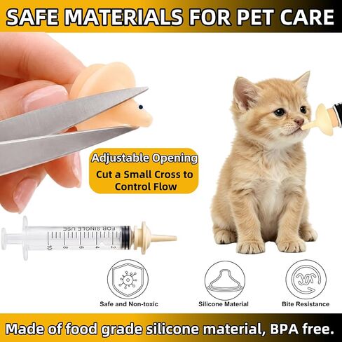 Silicone Pet Feeding Nipple and Syringes for Newborn Animals in Kuwait