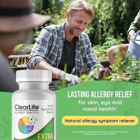 ClearLife Extra Strength Multi-System Allergy Relieving Homeopathic Remedy - 15 Powerful Actives Provide Potent Maximum Congestion, Itchiness & Sinus Pressure Relief - Non-Drowsy - 60 Tablets in Kuwait