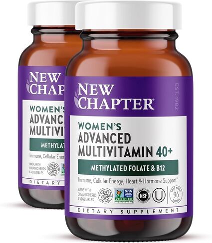 New Chapter Women's Multivitamin Every Woman II 40+ Fermented with Probiotics B D3 Organic Non GMO Ingredients, White, Berry, 96 Count in Kuwait