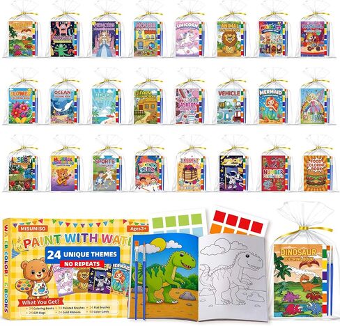 24 Pack Paint with Water Coloring Books for Kids Ages 4-8, Party Favor Kits with Brushes, Birthday Goodie Bag Stuffers, Classroom Prizes, Arts and Crafts Activities, Homeschool Supplies in Kuwait