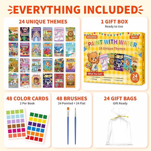 24 Pack Paint with Water Coloring Books for Kids Ages 4-8, Party Favor Kits with Brushes, Birthday Goodie Bag Stuffers, Classroom Prizes, Arts and Crafts Activities, Homeschool Supplies in Kuwait
