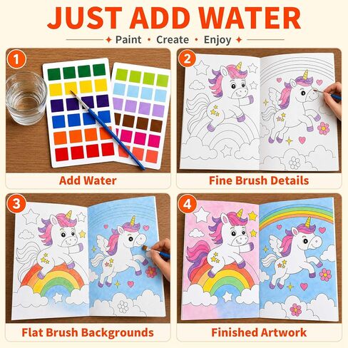 24 Pack Paint with Water Coloring Books for Kids Ages 4-8, Party Favor Kits with Brushes, Birthday Goodie Bag Stuffers, Classroom Prizes, Arts and Crafts Activities, Homeschool Supplies in Kuwait