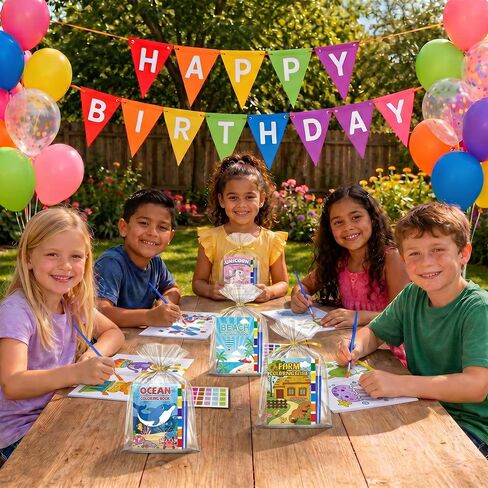 24 Pack Paint with Water Coloring Books for Kids Ages 4-8, Party Favor Kits with Brushes, Birthday Goodie Bag Stuffers, Classroom Prizes, Arts and Crafts Activities, Homeschool Supplies in Kuwait