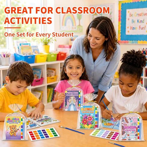 24 Pack Paint with Water Coloring Books for Kids Ages 4-8, Party Favor Kits with Brushes, Birthday Goodie Bag Stuffers, Classroom Prizes, Arts and Crafts Activities, Homeschool Supplies in Kuwait