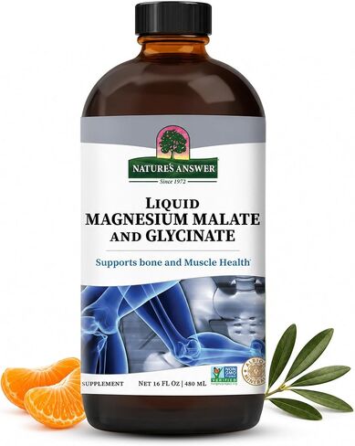 Nature's Answer Liquid Magnesium Malate and Glycinate | Supports Healthy Bone & Muscle Function | Promotes Healthy Cardiovascular Function | Gluten-Free & Vegan 16oz in Kuwait