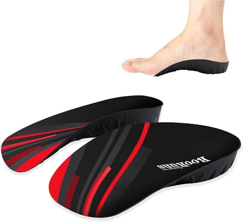 Arch Support, 330+ lbs Plantar Fasciitis Insoles, 3/4 Length Orthotic Inserts for Women & Men Heel Pain, Flat Feet,Heavy Duty Strong Support Pain Relief for Walking Running Black Red in Kuwait